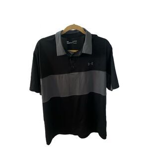 Under Armour HeatGear Polo Shirt Athletic Golf Black Gray‎ XL